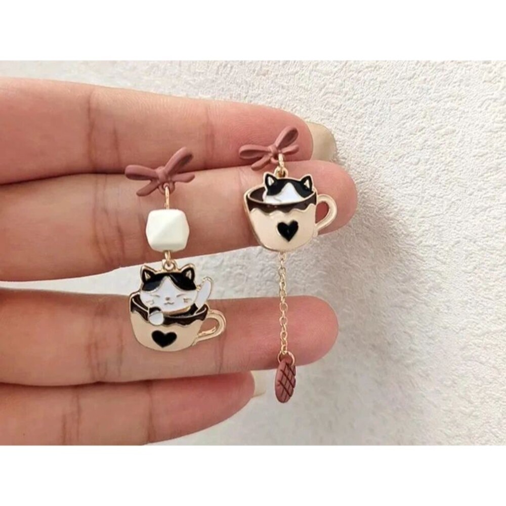 Cat coffee earings